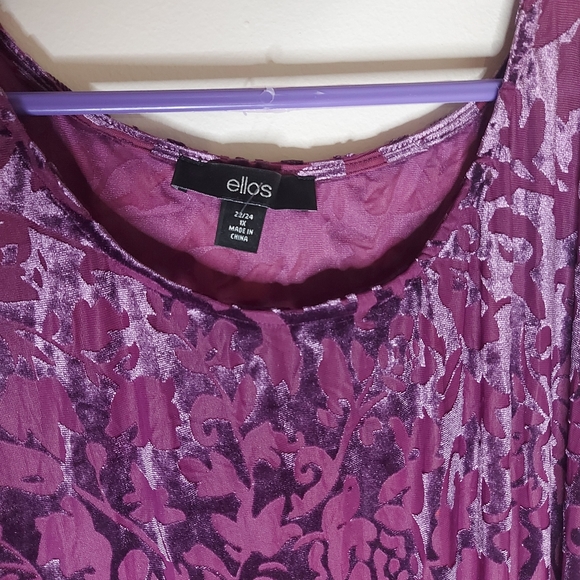 Ellos Purple Velour Stretchy Tunic Top - Picture 3 of 6
